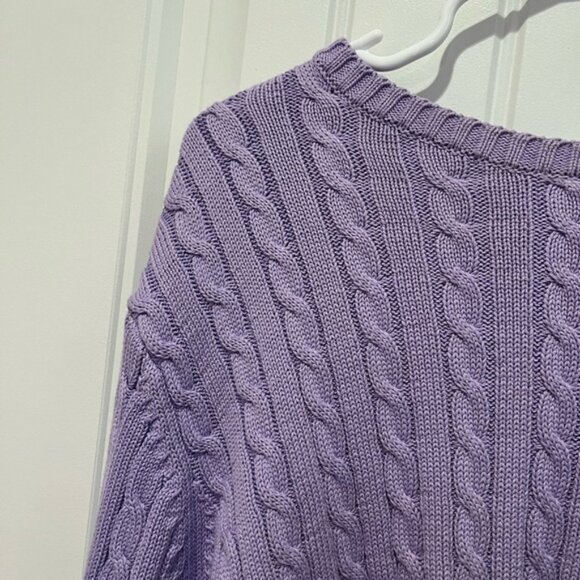 Ralph Lauren Purple CableKnit Sweater Vintage Old Money Preppy Y2K 90s Fall Cozy - Picture 3 of 7